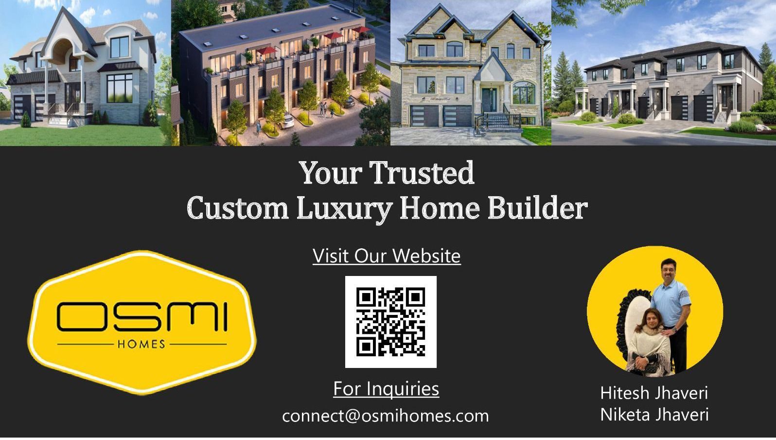 An advertisement for a custom luxury home builder