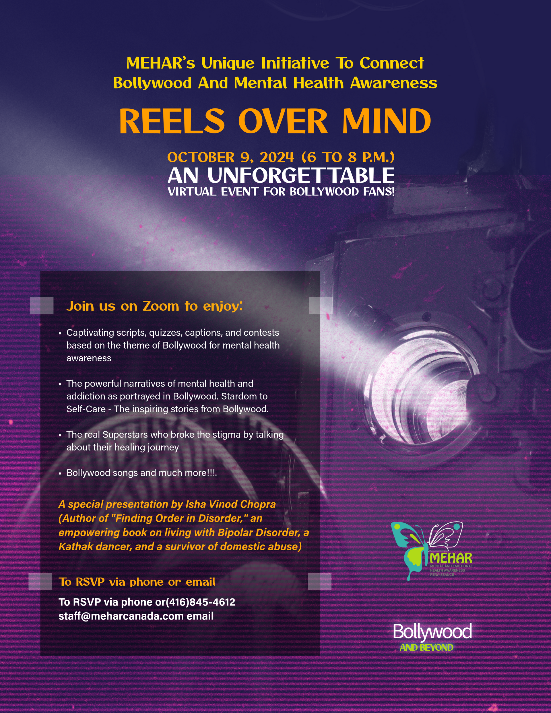 A poster for an event called Reels Over Mind