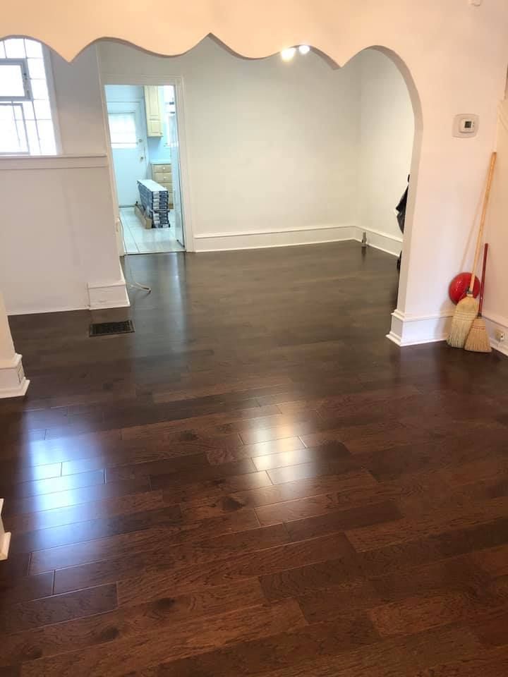 There is a broom in the middle of the room.