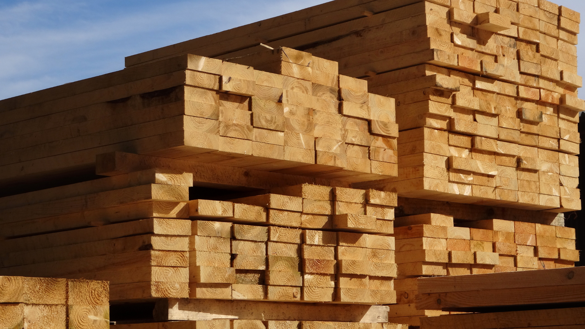 A pile of wooden blocks stacked on top of each other