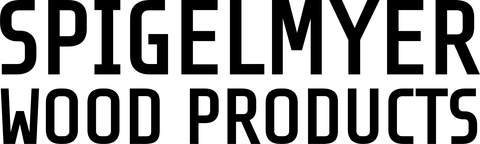 The logo for spiegelmyer wood products is made of wood.