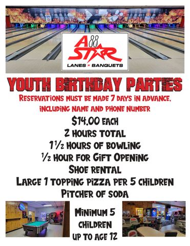 Birthday Parties Package — La Crosse, WI — All Star Lanes & Banquets