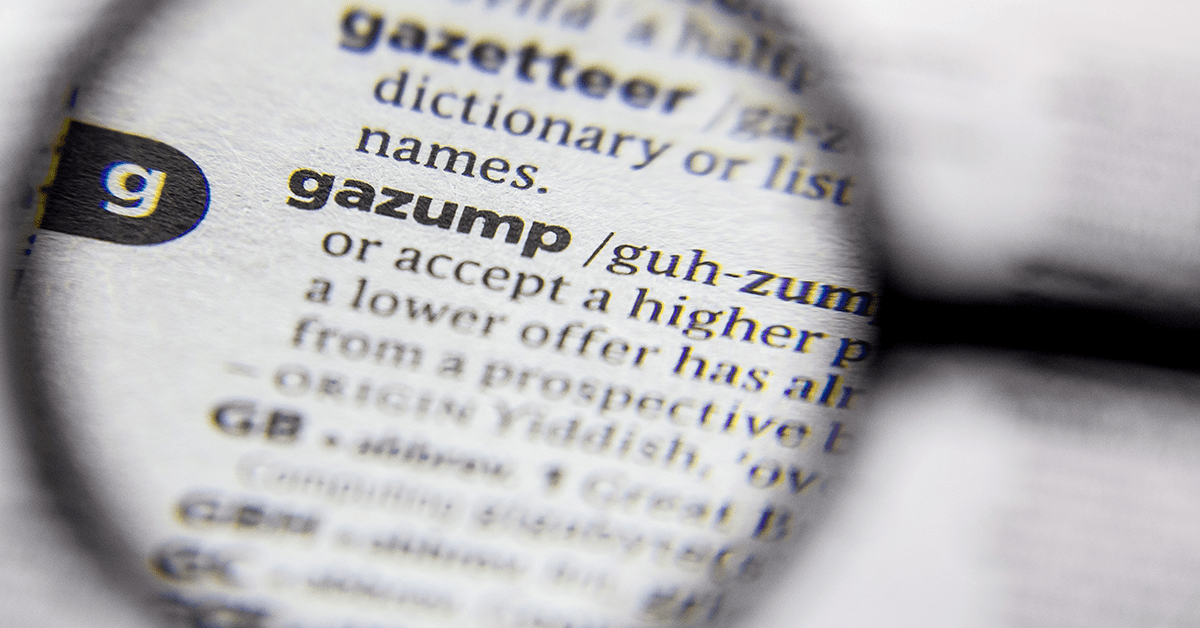 A magnifying glass over the word Gazump