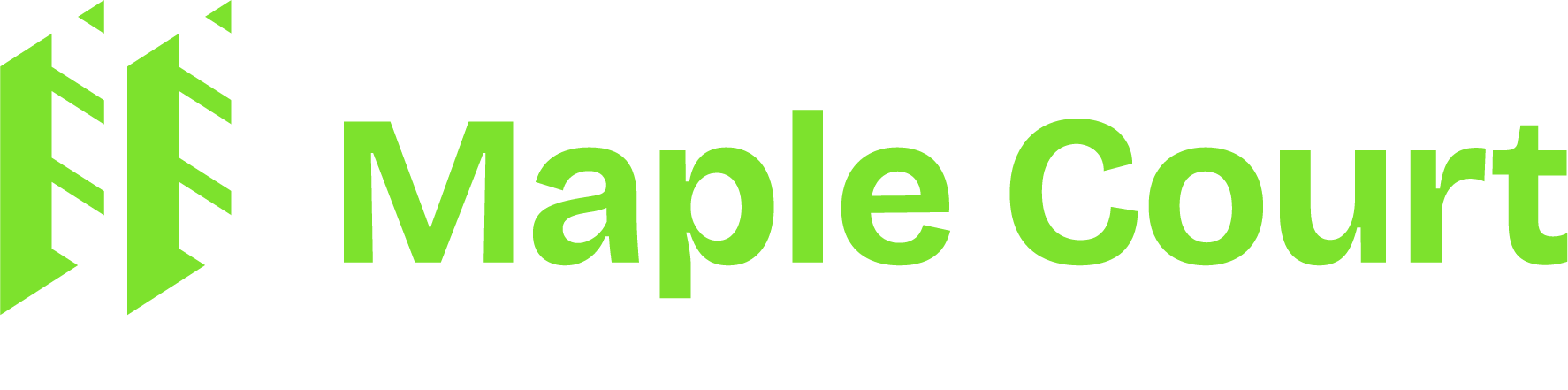 Maple Court Apartments white logo