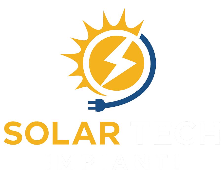 Logo dell'azienda Solar: sole giallo con contorno blu, un fulmine e una spina. La scritta 
