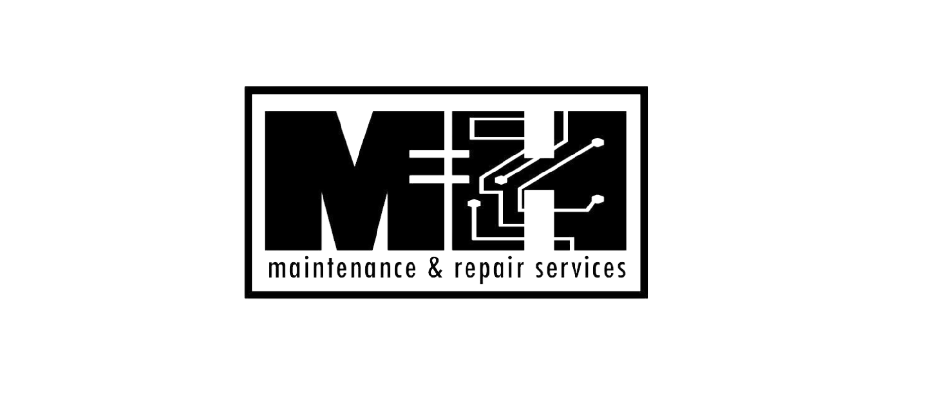 A black and white logo for maintenance and repair services