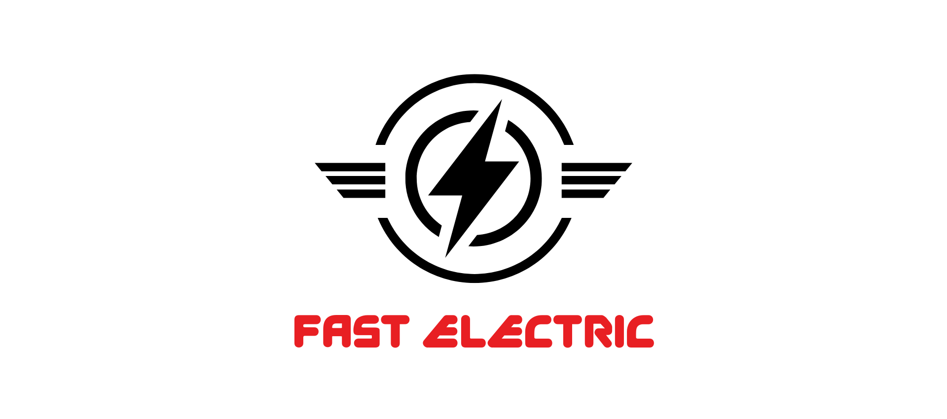 A logo for fast electric with a lightning bolt in a circle.