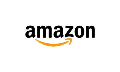 The amazon logo is black and orange on a white background.