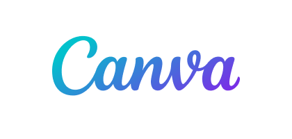 A blue and purple canva logo on a white background.
