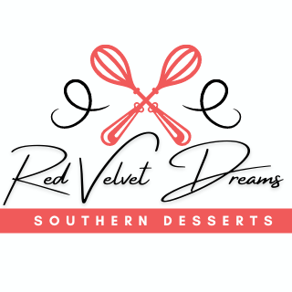 A logo for red velvet dreams southern desserts