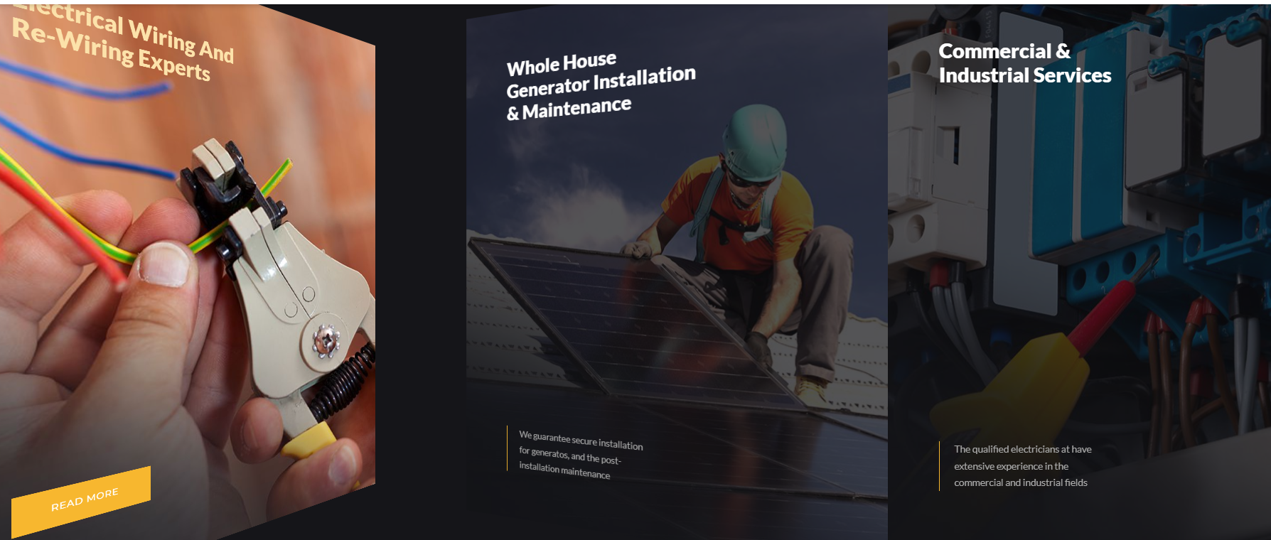 A person is holding a wire stripping tool next to a picture of a man working on a solar panel.