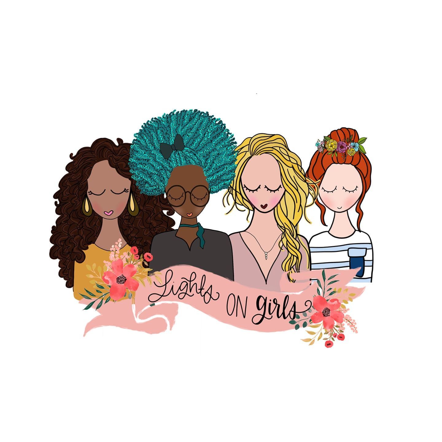 A group of women are standing next to each other with a banner that says `` ladies on girls ''.