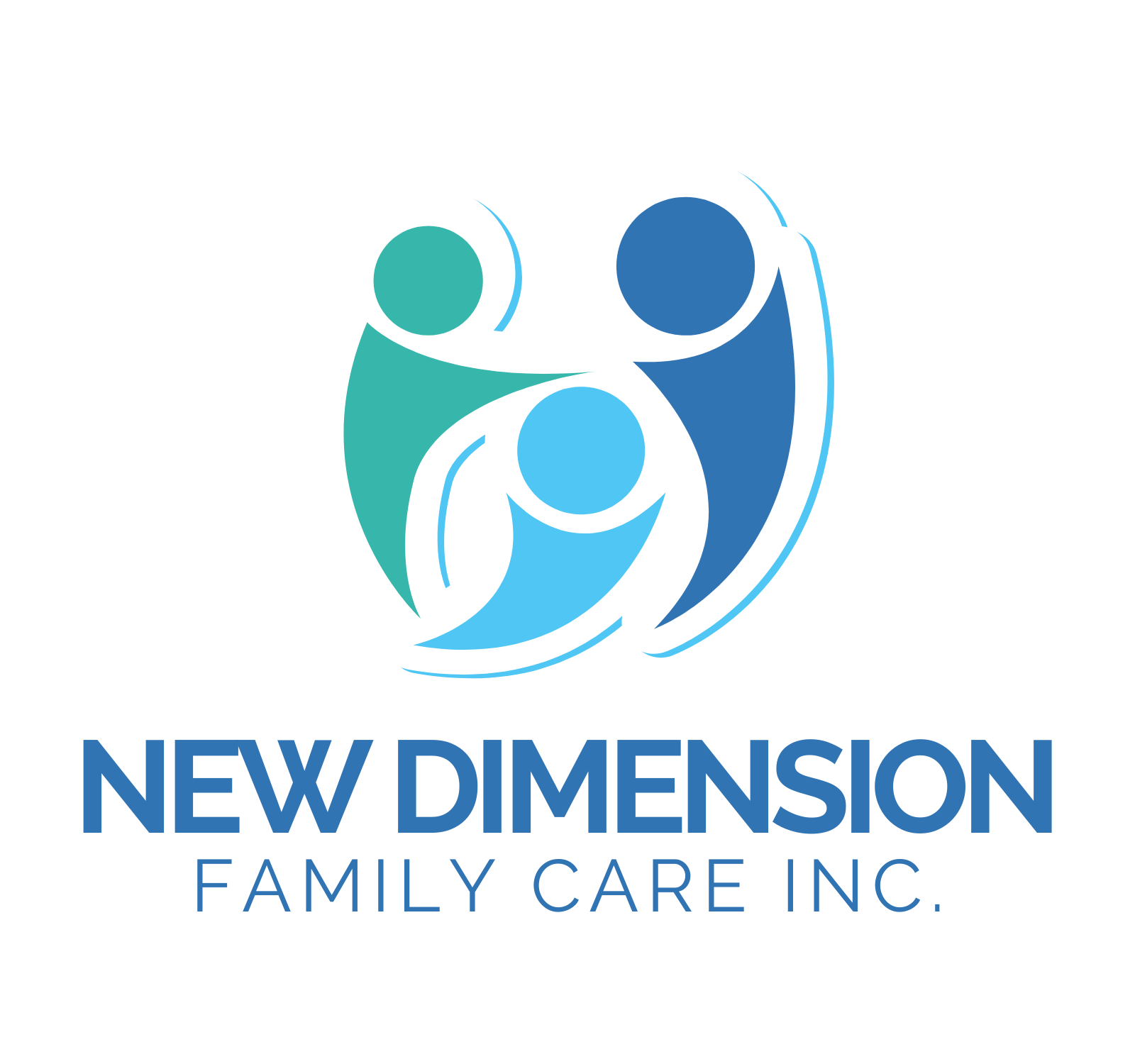 A logo for a family care company called new dimension family care inc.