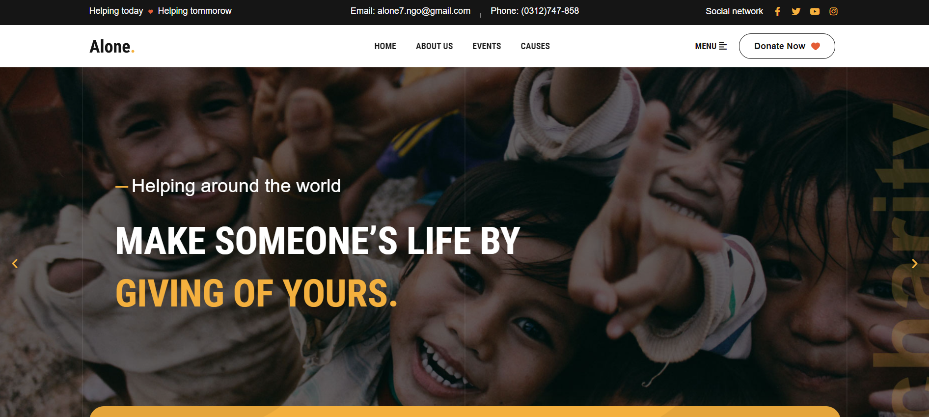 A screenshot of a website that says `` make someone 's life by giving of yours ''.