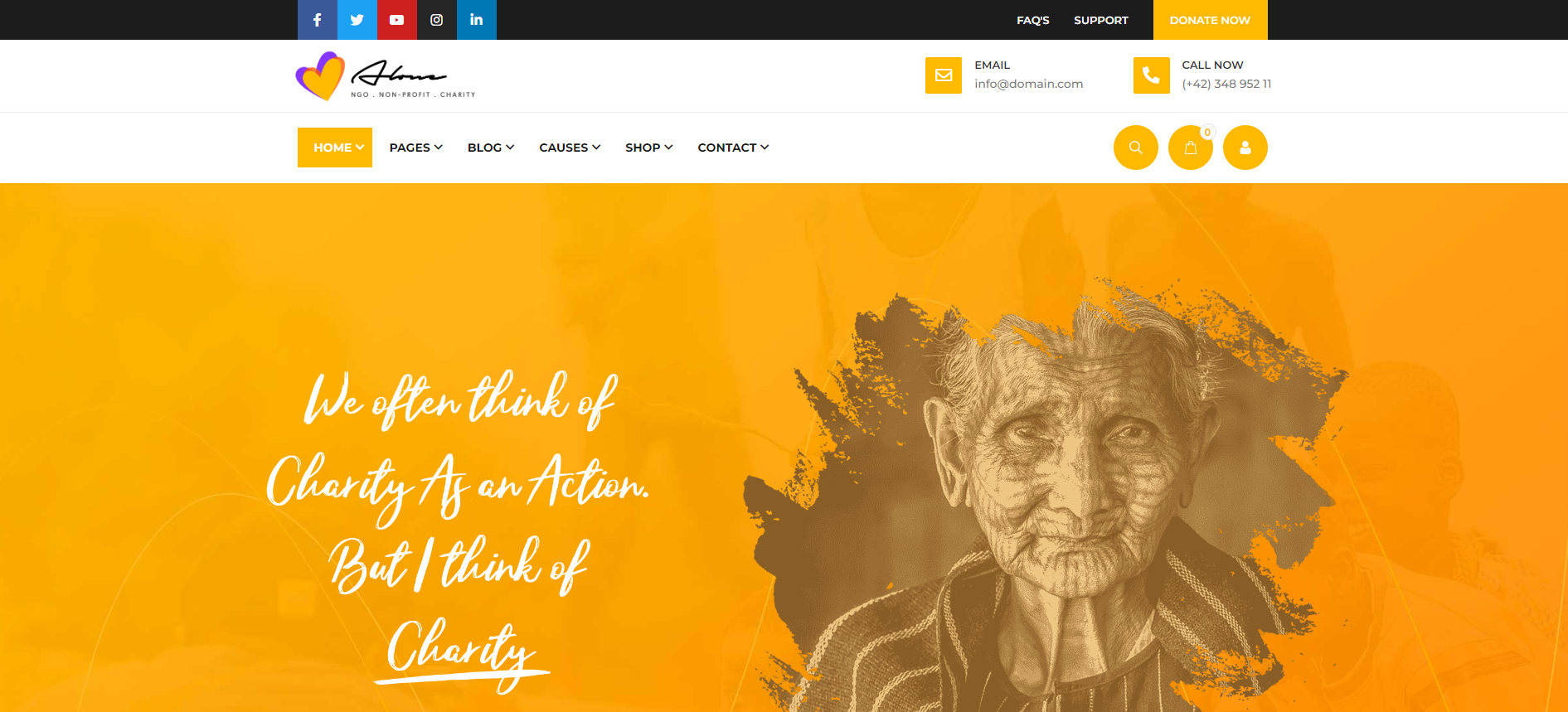 A website with a picture of an old man on it.