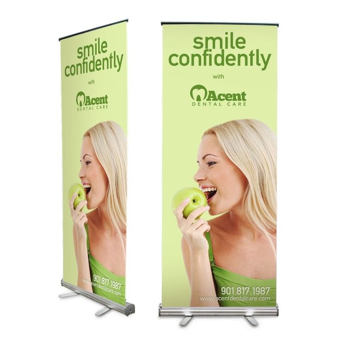 A banner that says smile confidently with accent dental care