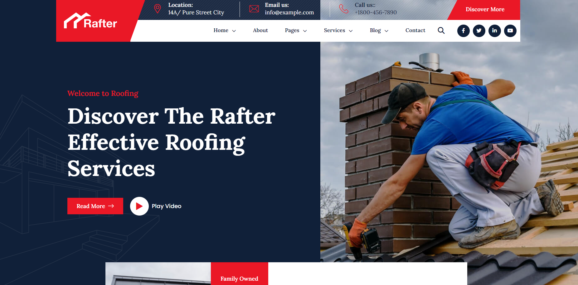 A man is kneeling on top of a roof working on a chimney.