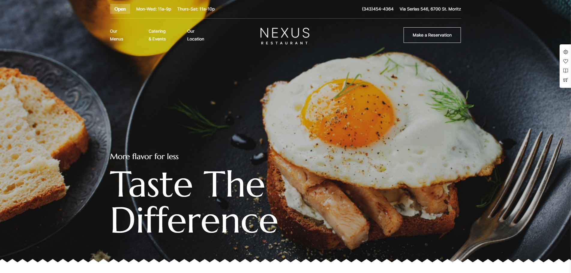 A website with a picture of food and the words `` taste the difference ''.