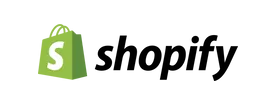 A shopify logo with a green shopping bag on a white background.