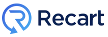 The recart logo is a blue circle with a blue arrow in it.
