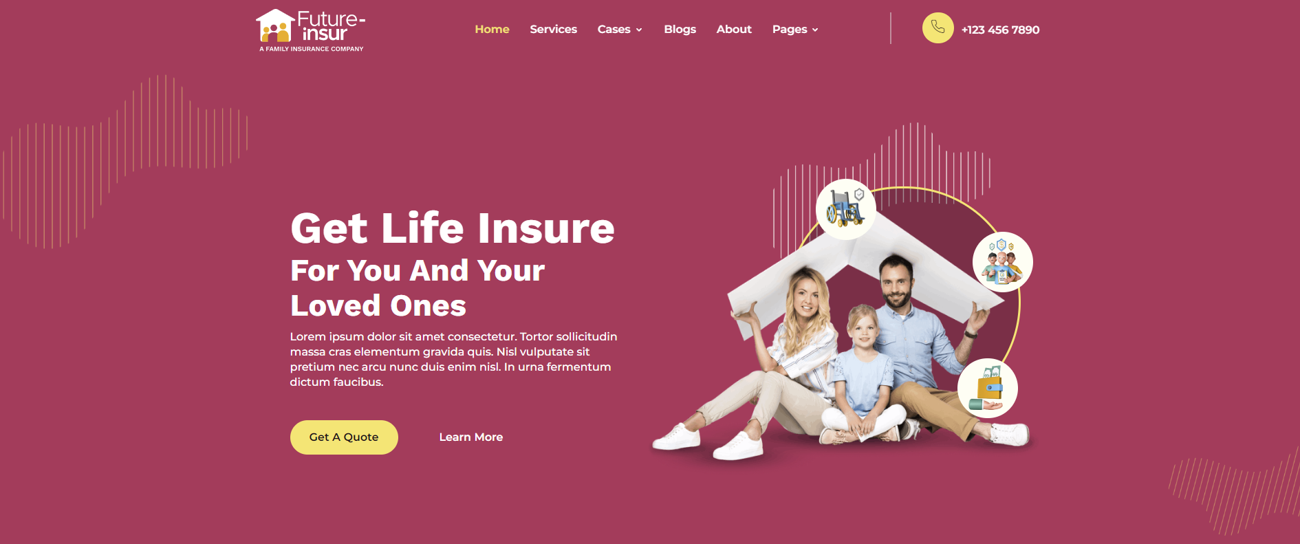 A family is sitting on the floor in front of a house.