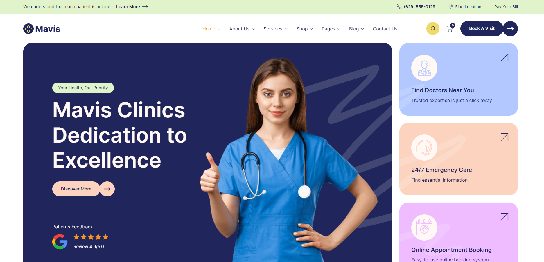 A nurse is giving a thumbs up on the mavis clinics website.