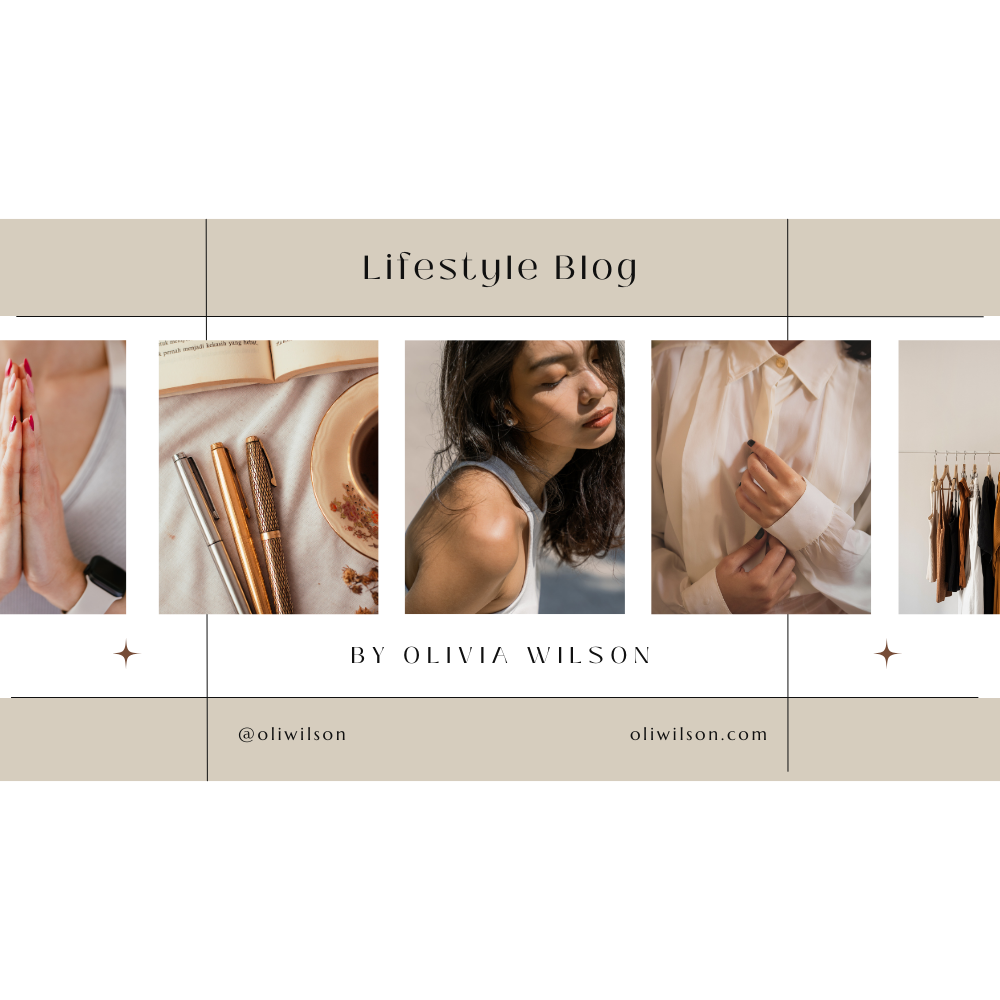 A collage of photos of a woman and a man for a lifestyle blog.