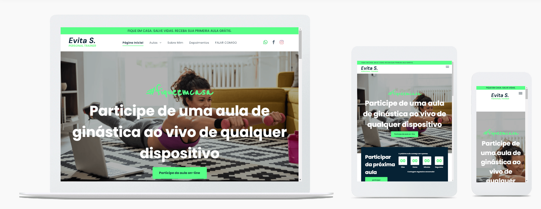 A laptop , tablet , and cell phone are displaying a website.