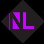 A purple nl logo on a black background