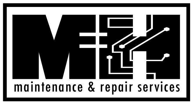 A black and white logo for maintenance and repair services.