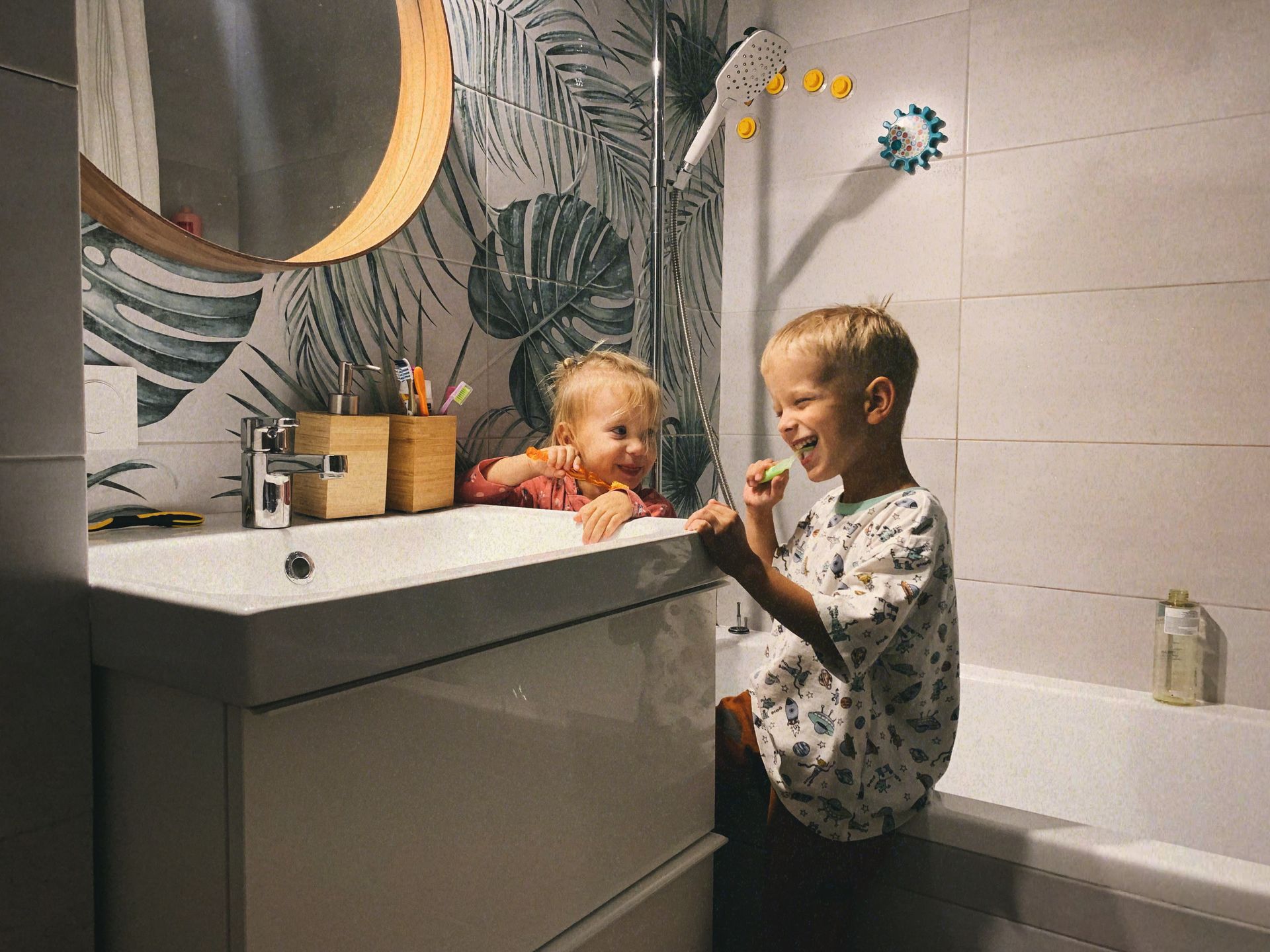 kids at the bathroom