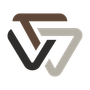 Three interlocking triangles, in brown, black, and gray.