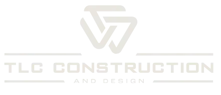 Logo for TLC Construction and Design, featuring interlocking triangles and text.