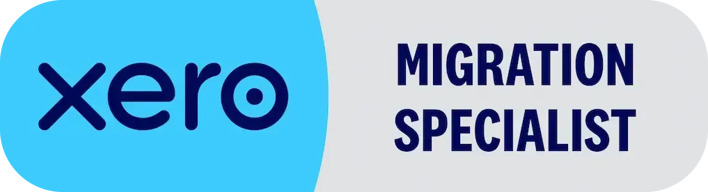 A rectangular logo featuring the blue Xero wordmark on the left and the words