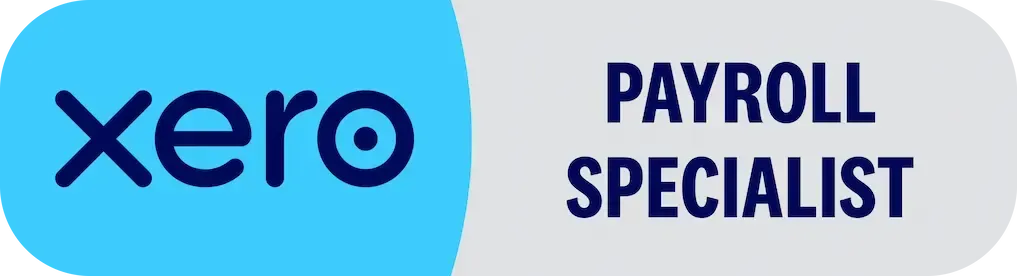 A rectangular badge featuring the blue Xero logo on the left and the text