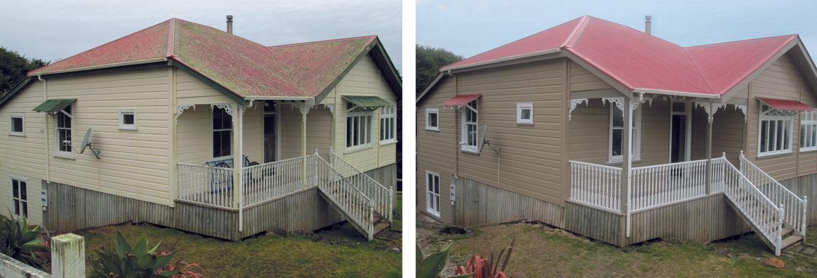 Before and after shots of house in Okaihau by Wayne Webb Painters