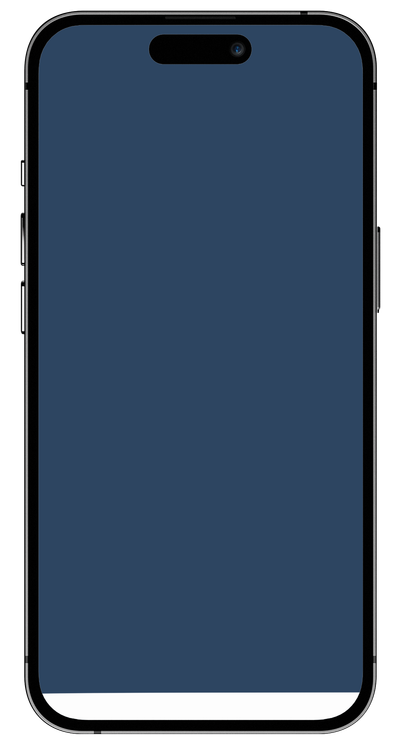 A black smartphone with a dark blue screen and a Dynamic Island notch at the top.