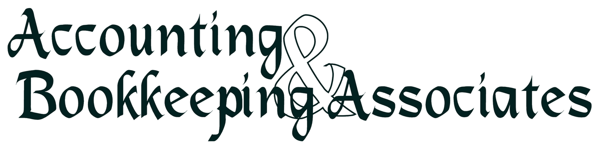 A black and white logo for accounting and bookkeeping associates