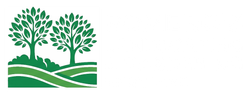 Green logo of two trees above rolling fields and hills