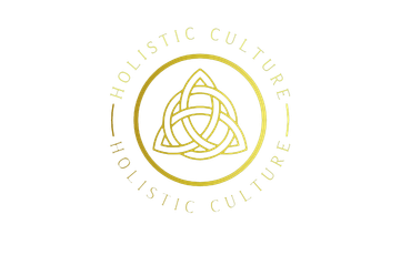 A logo for holistic culture with a celtic symbol in a circle.