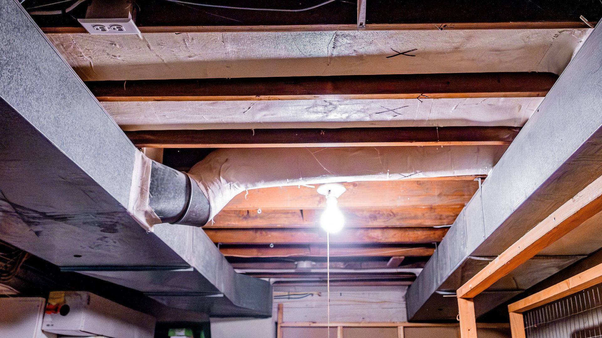 ductwork with asbestos in a basement