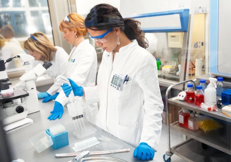 A group of female scientists are testing for asbestos.