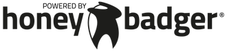 Logo for Honeybadger, med et sort grævlingeikon og teksten 