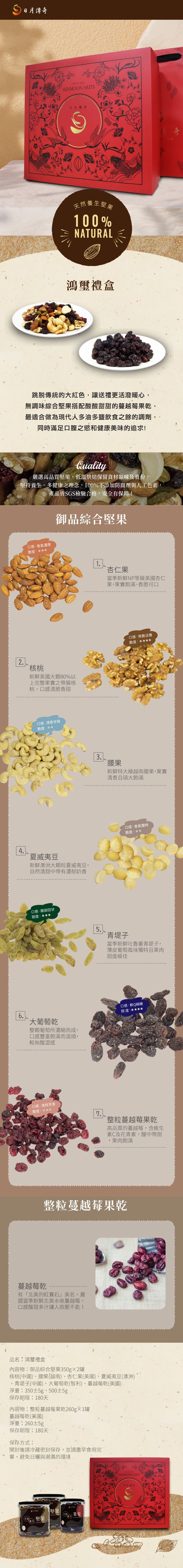 【日月傳奇】鴻璽堅果禮盒(御品堅果*2+蔓越莓果乾*1)