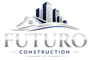 Futuro Construction logo featuring silver city buildings and a house roof silhouette with the company name below.