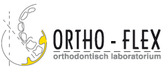 Het logo voor ortho-flex orthodontisch laboratorium