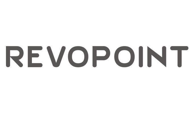 Een zwart-wit logo voor revopoint op een witte achtergrond.