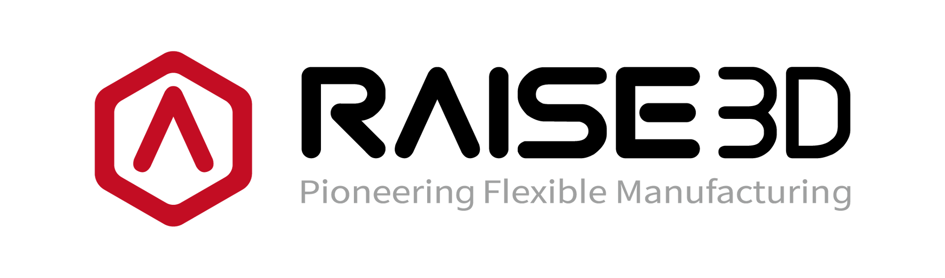 Het logo voor Raise 3D is een toonaangevend bedrijf op het gebied van flexibele productie.