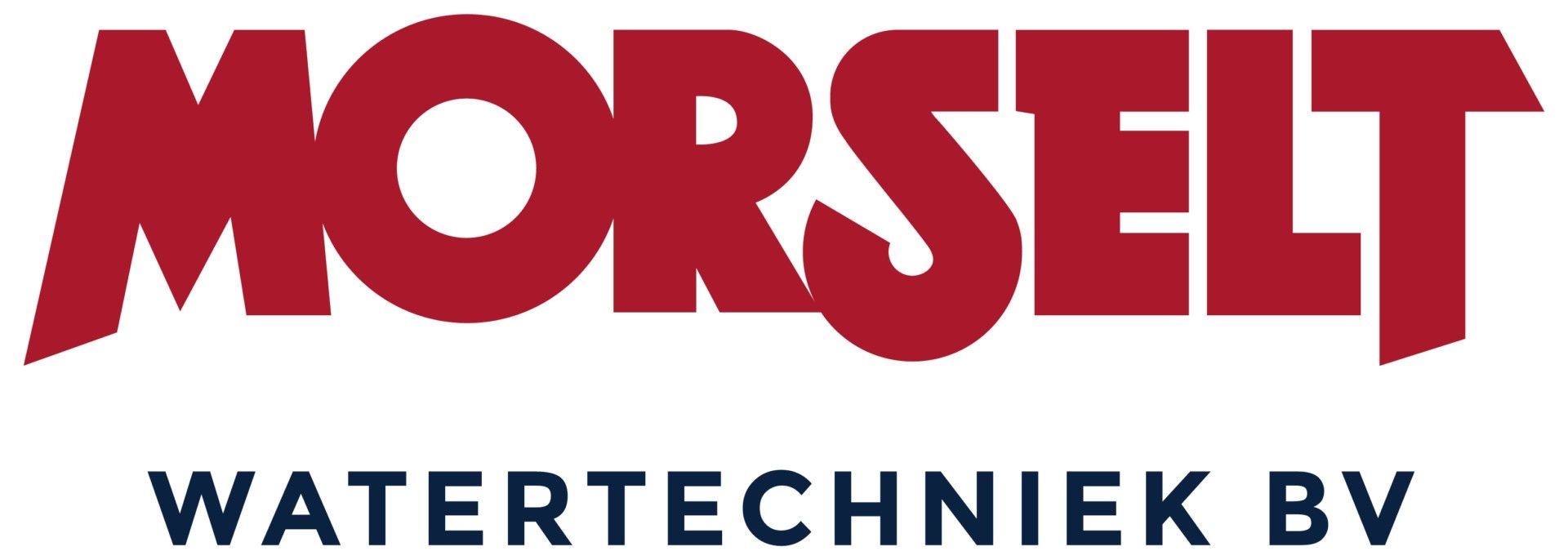 Een rood en blauw logo voor morselt watertechniek bv