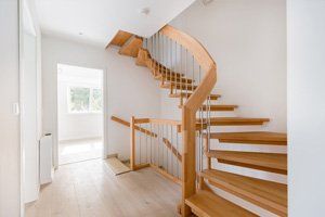 wooden staircase installed for improving interiors